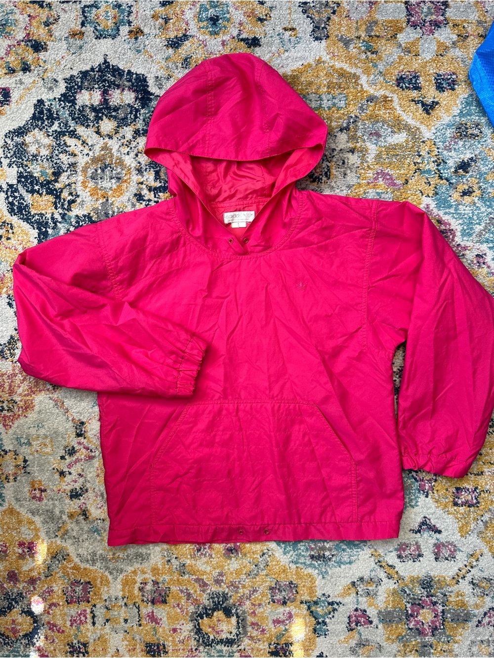 Vintage Adidas Trefoil Hooded Anorak Windbreaker Jacket Womens Small Pink